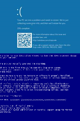 Reparatur notwendig: Beispiel Bluescreen